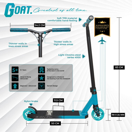 NKD Goat Stunt Scooter 83cm / 85cm Schwarz Blau Licht