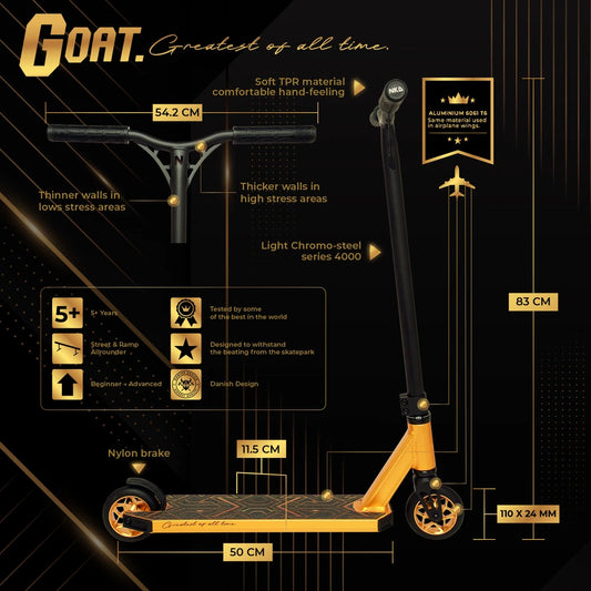 NKD Goat Stunt Scooter 83cm / 85cm Gold Schwarz