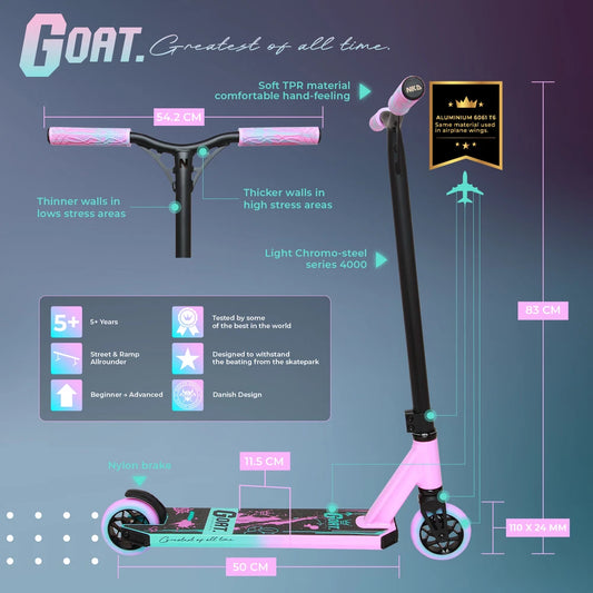 NKD Goat Stunt-Scooter, 83 cm/85 cm, Pink/Blaugrün