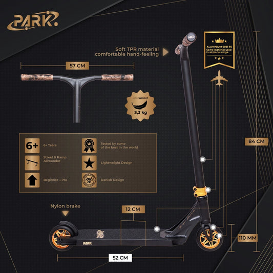 NKD Park Stunt Scooter Schwarz Neochrom 84cm