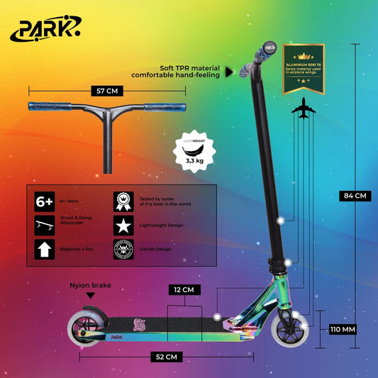 NKD Park Stunt Scooter Schwarz Neochrom 84cm