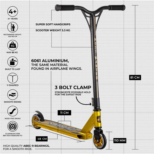 Story Bandit Dos stuntstep Goud Zwart 81cm