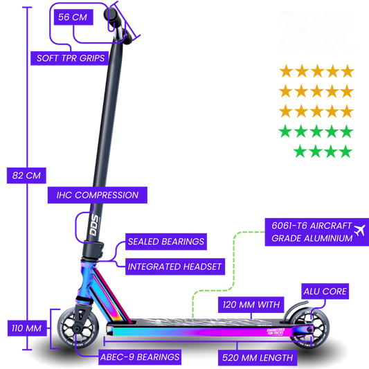 DDS Stuntstep Neochrome Zwart 82cm NL Merk