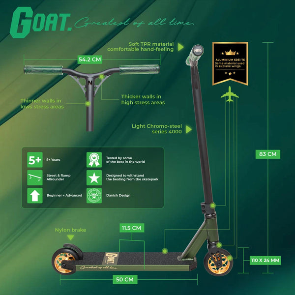 NKD Goat Stunt Scooter 83cm / 85cm Armeegrün Gold 