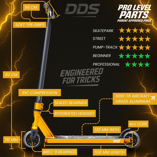 DDS Stuntstep Goud Zwart 82cm NL Merk
