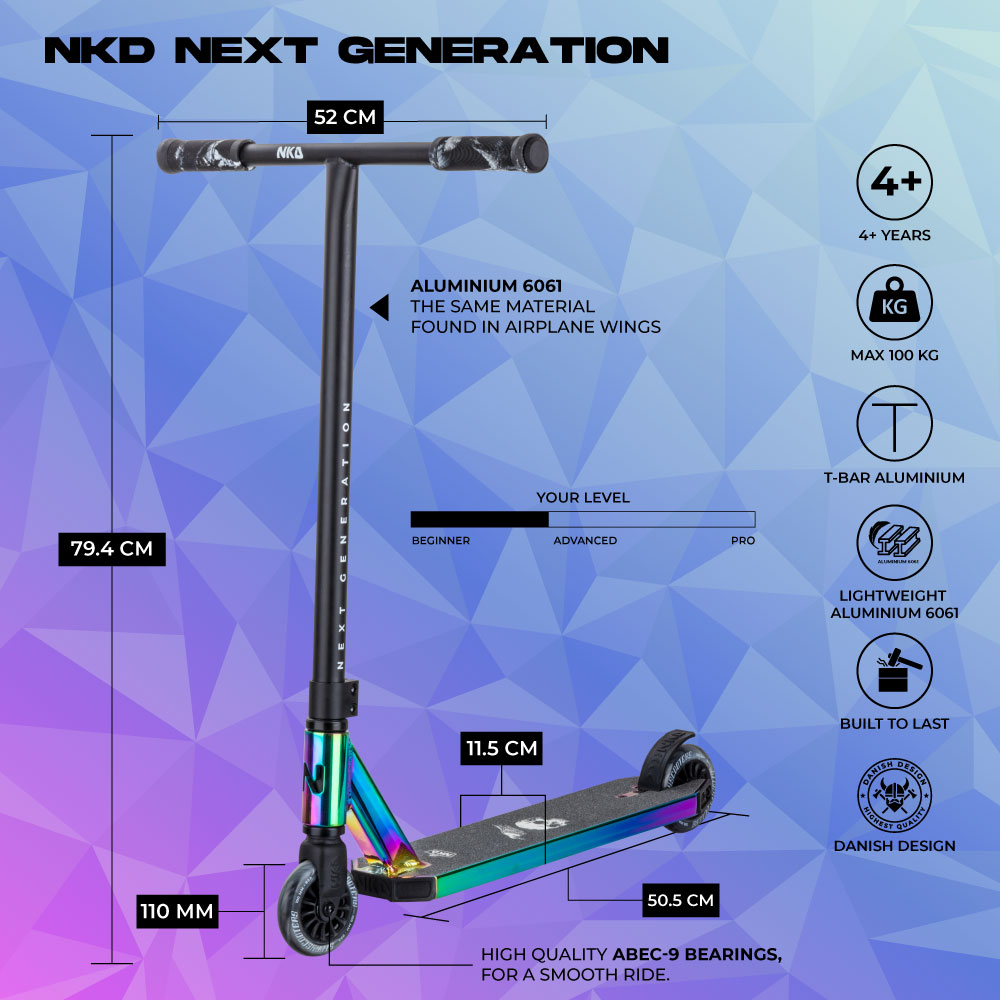 NKD Next Generation Stunt Scooter Neochrome 79,5 cm 