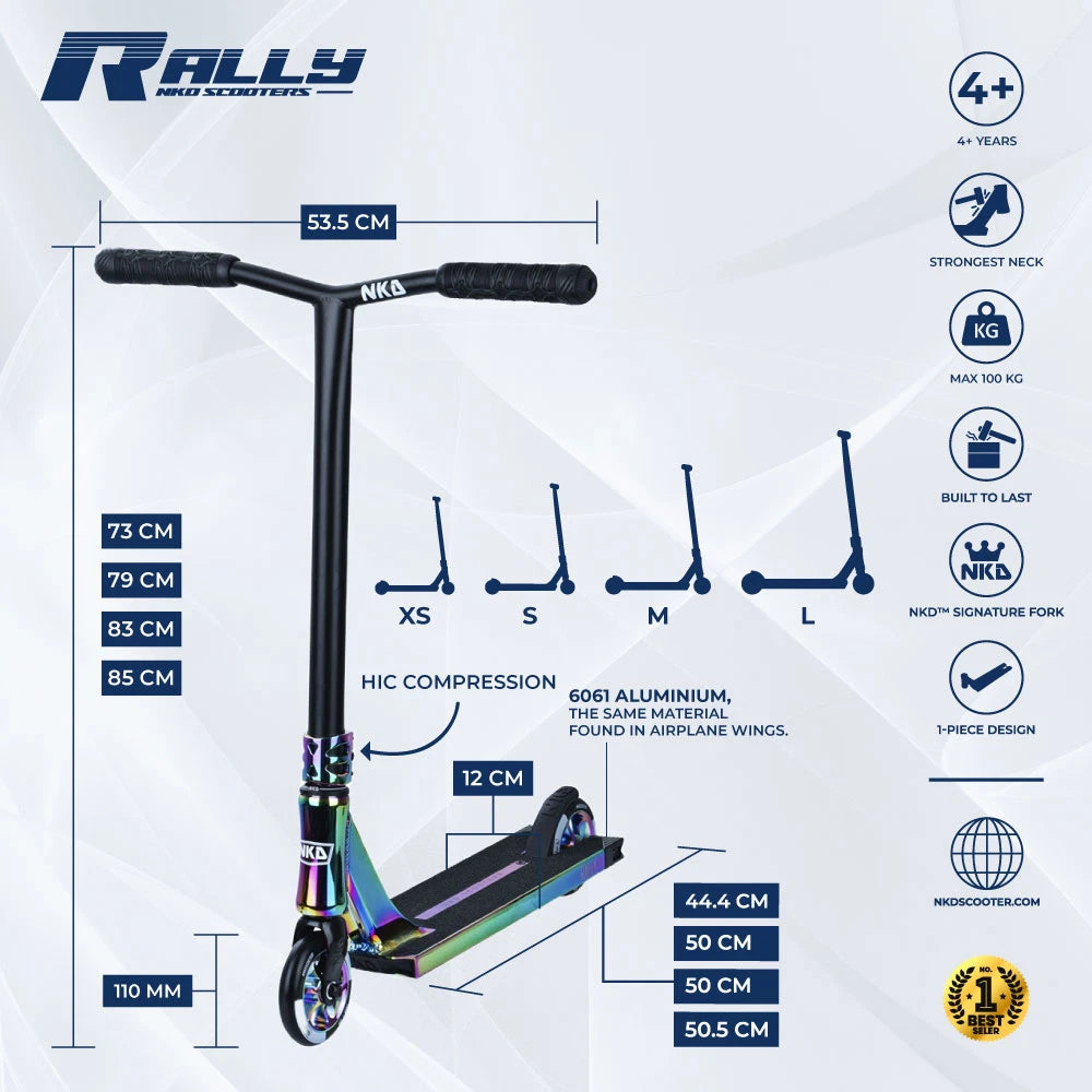NKD Rally Stunt Scooter v4 Neochrome 83cm
