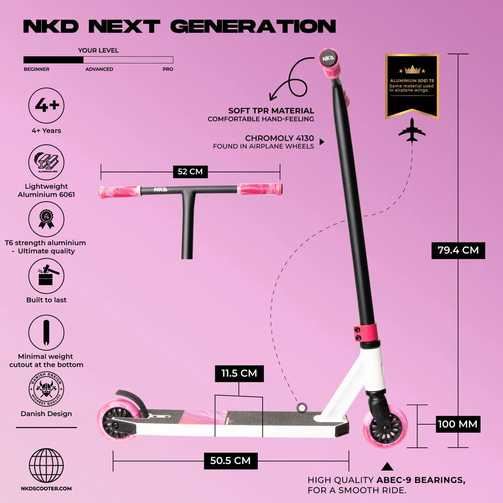 NKD Next Generation Stunt Scooter Gold Schwarz 79,5 cm